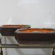 Set of 2 German Orange Lava Ceramic Wall Lamps from the 1960s / 70s Pan Keramik