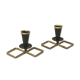 Pair of vintage candle holders in black metal and brass Sweden 1960
