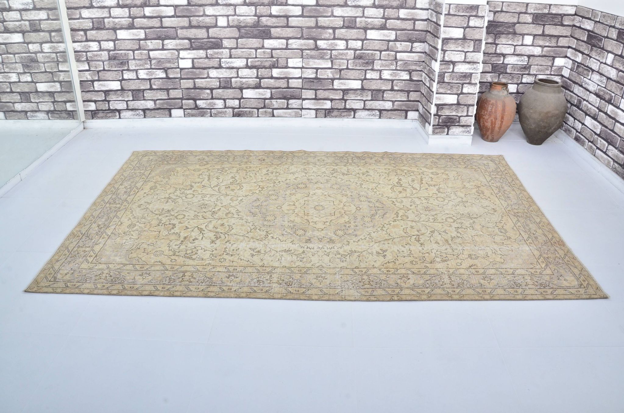 Beige & Brown Turkish Area Carpet sku 3243