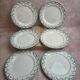 Set of 6 flat plates, Gien Montigny ironstone – old green decoration.