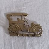 Tea towel holder or brass wall key holder in jalopy shape