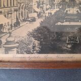 Cadre photo ancien avec reproduction place Bismarck - coins laiton