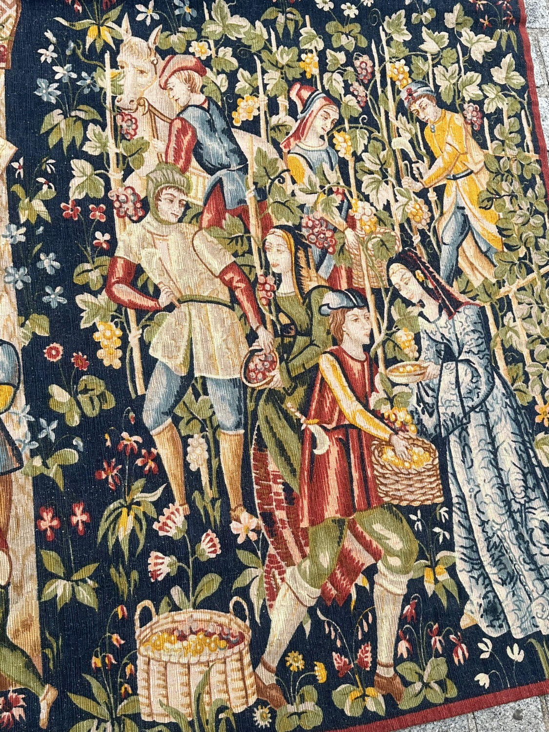 Tapisserie vintage sérigraphiée à la main "les vignerons"