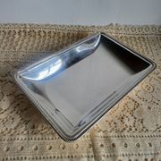 Plat rectangulaire, bannette en métal argenté
