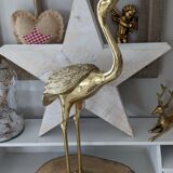 Vintage heron in gilded and solid brass