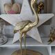 Vintage heron in gilded and solid brass