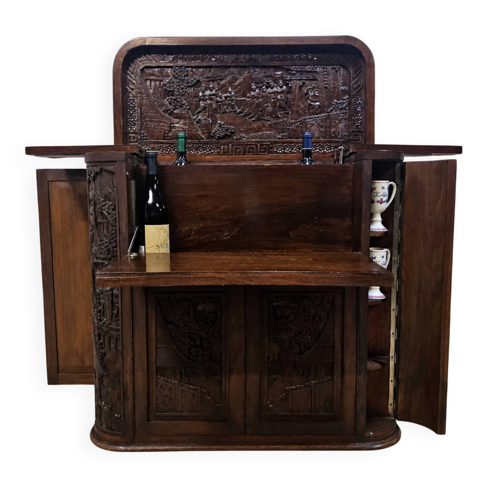 Vintage teak wooden Thai / Asian bar cabinet / drinks cabinet