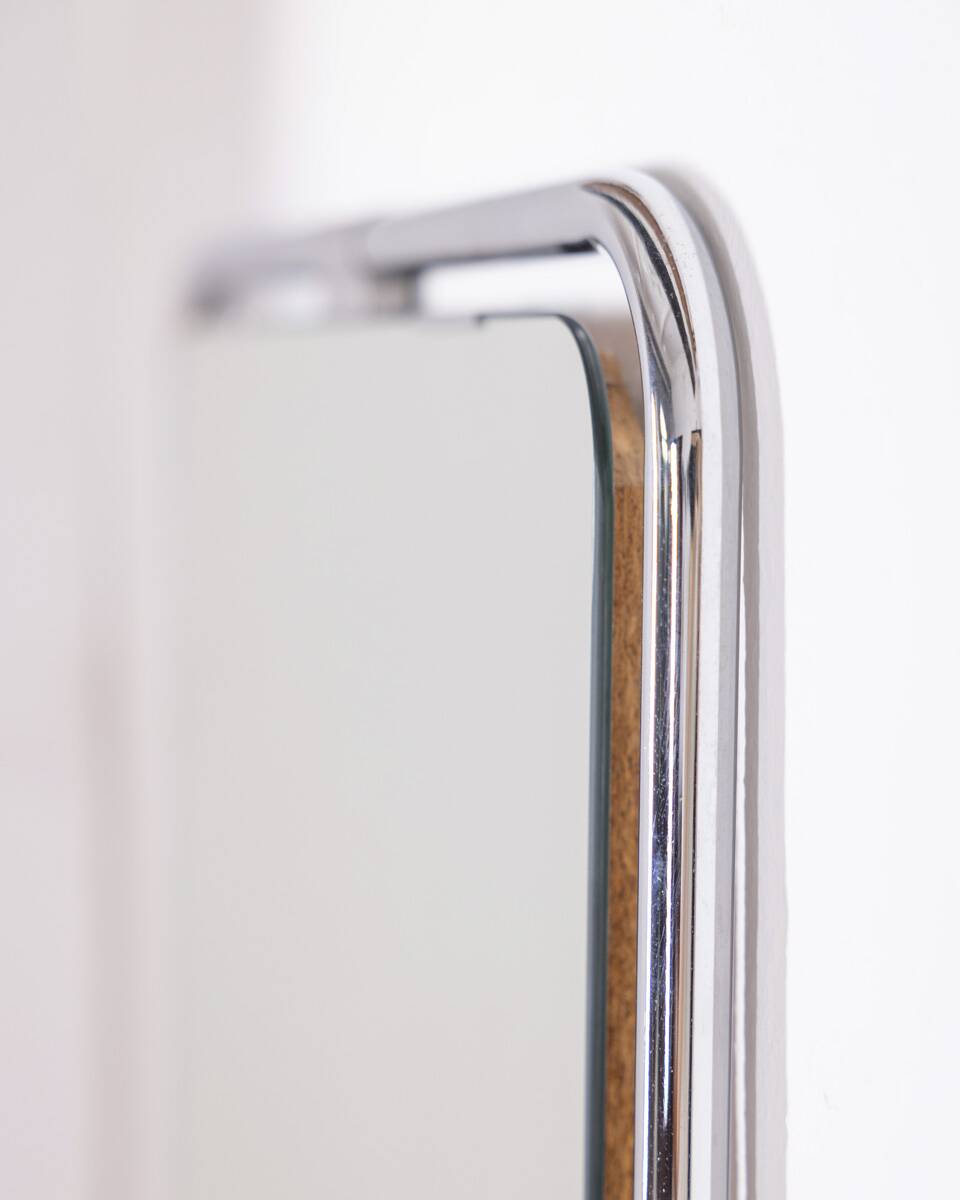 Vintage Italian Chrome Metal Wall Mirror, 1970s