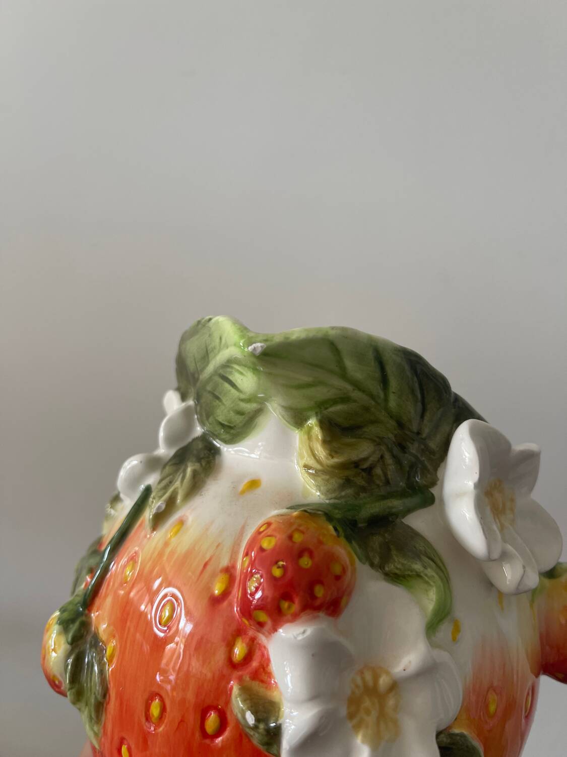 Strawberry shaped pitcher with vintage flowers ceramic pitcher in shape