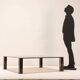 Vintage coffee table from the 1970s-80s in enamelled metal and smoked glass.