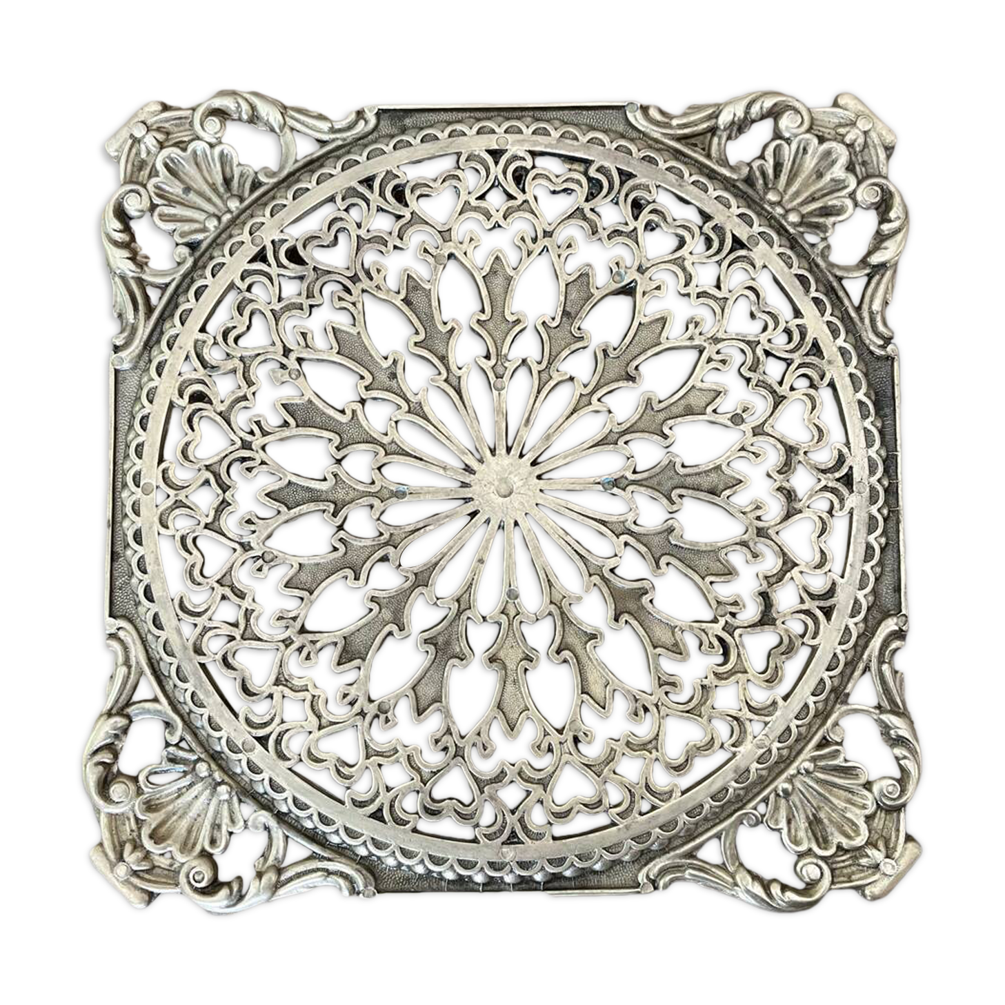 Large old brass trivet