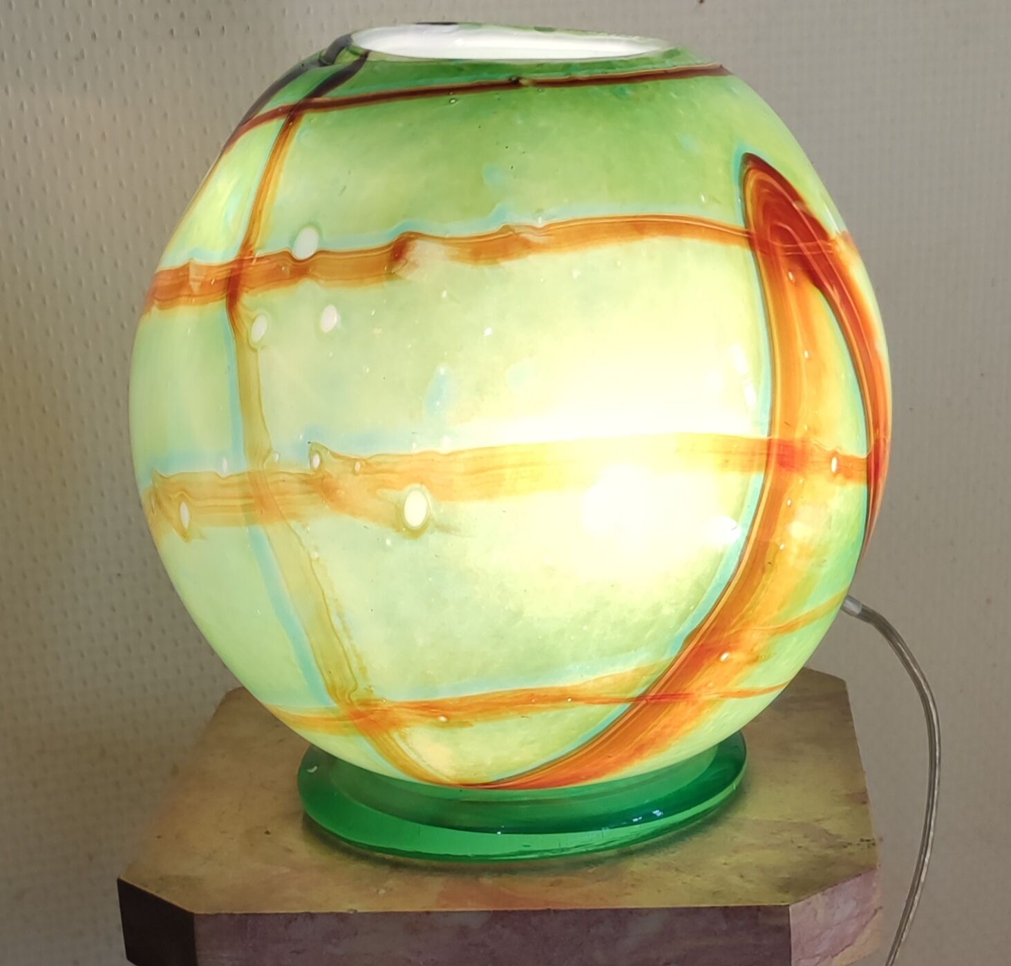 Lamp ball glass Murano/Italy/signed F. Silviy