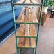 Steel and wooden shelf on wheels