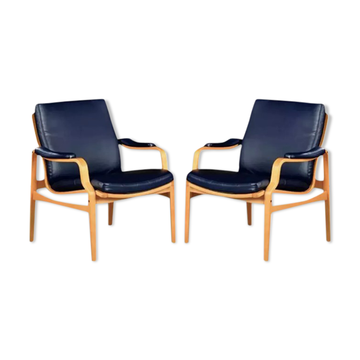 Pair of leather armchairs, 1970