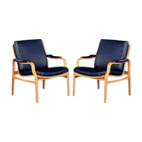 Pair of leather armchairs, 1970
