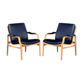 Pair of leather armchairs, 1970