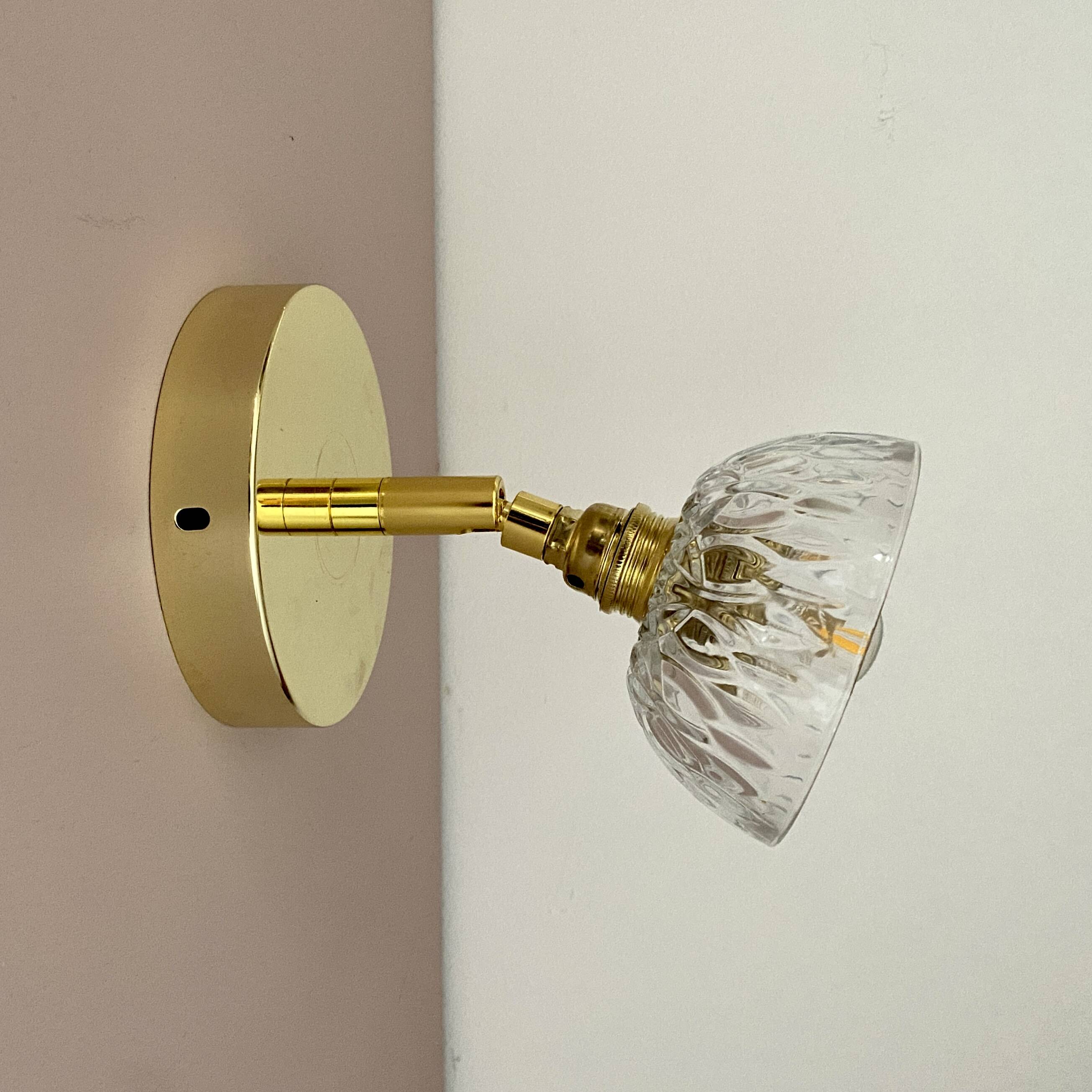 Vintage molded glass lampshade wall light