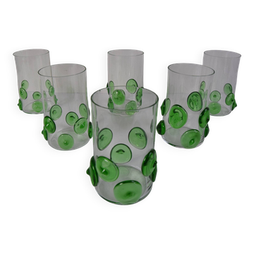 Set of six glasses Glasswork Nový Bor, 1950s.
