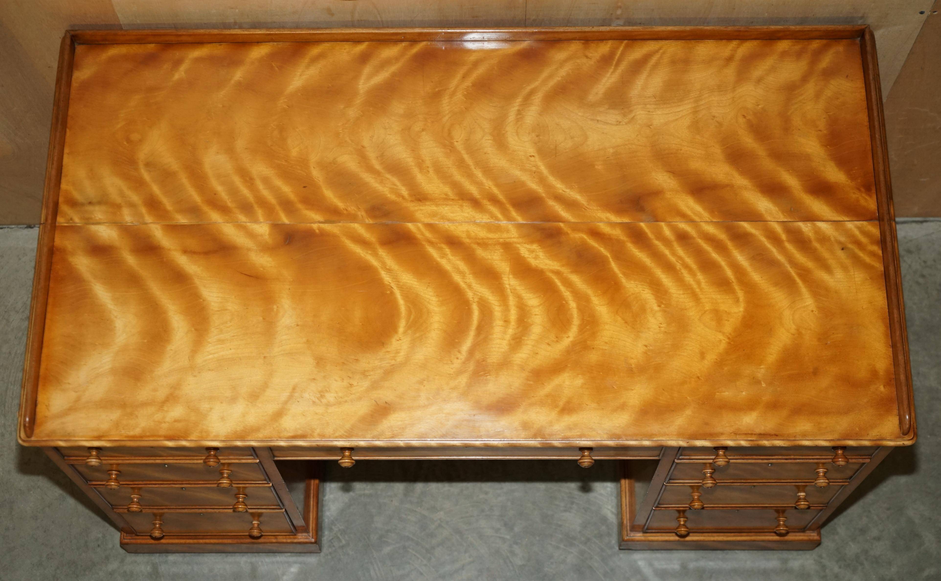 Victorian pedestal desk by Morris & Co circa 1880 in satinwood.