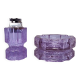 Service à fumeurs violet des années 1970 par Antonio Imperatore en verre de Murano