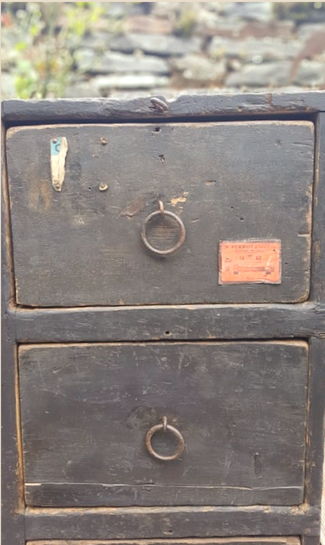Furniture of old craft hardware with 12 drawers