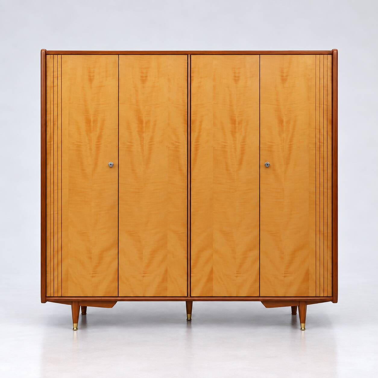 Vintage 4-door wardrobe / linen cabinet from the 1960s or 70s