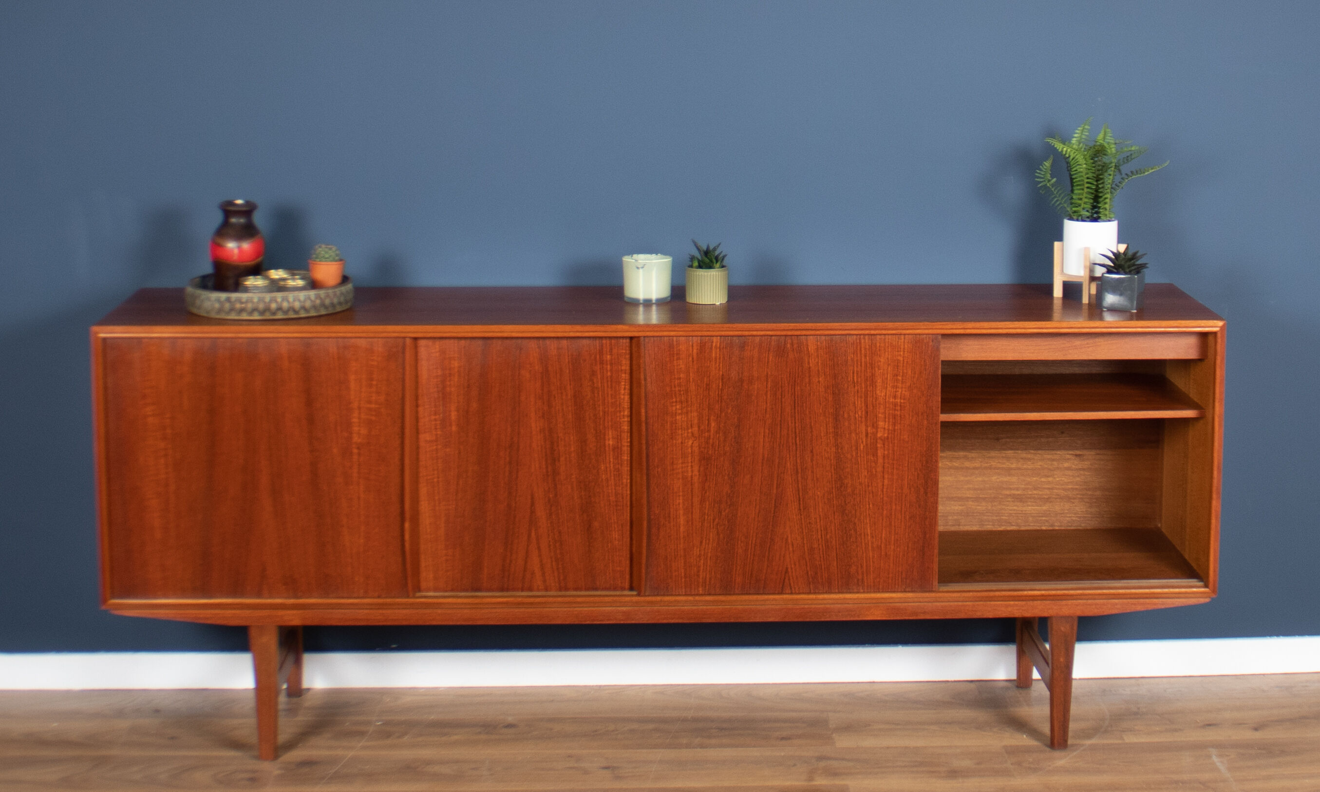 Teak 1960s mid century long Danish sideboard