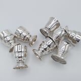 8 art deco eggcups in silver metal