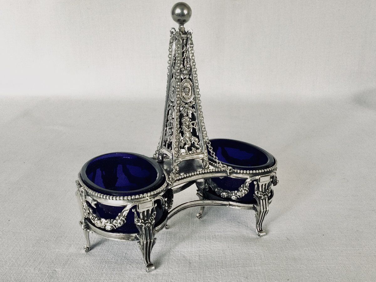 Pair of solid silver salt pans