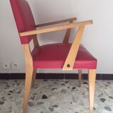 Armchair with arms armrests red 1950s