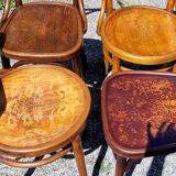 4 curved wooden bistro chairs early twentieth