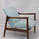 Fauteuil vintage GFM-142 1960 Edmund Homa entièrement restauré tissu bleu aspect velouté