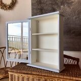 Small vintage wall display case revisited in sky blue