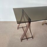 Office glass tray on trestles altuglass 1970s