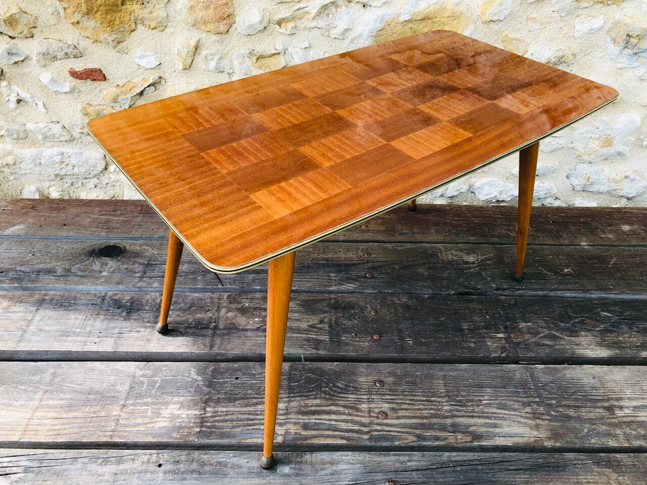 Vintage blond wood coffee table, Circa 60