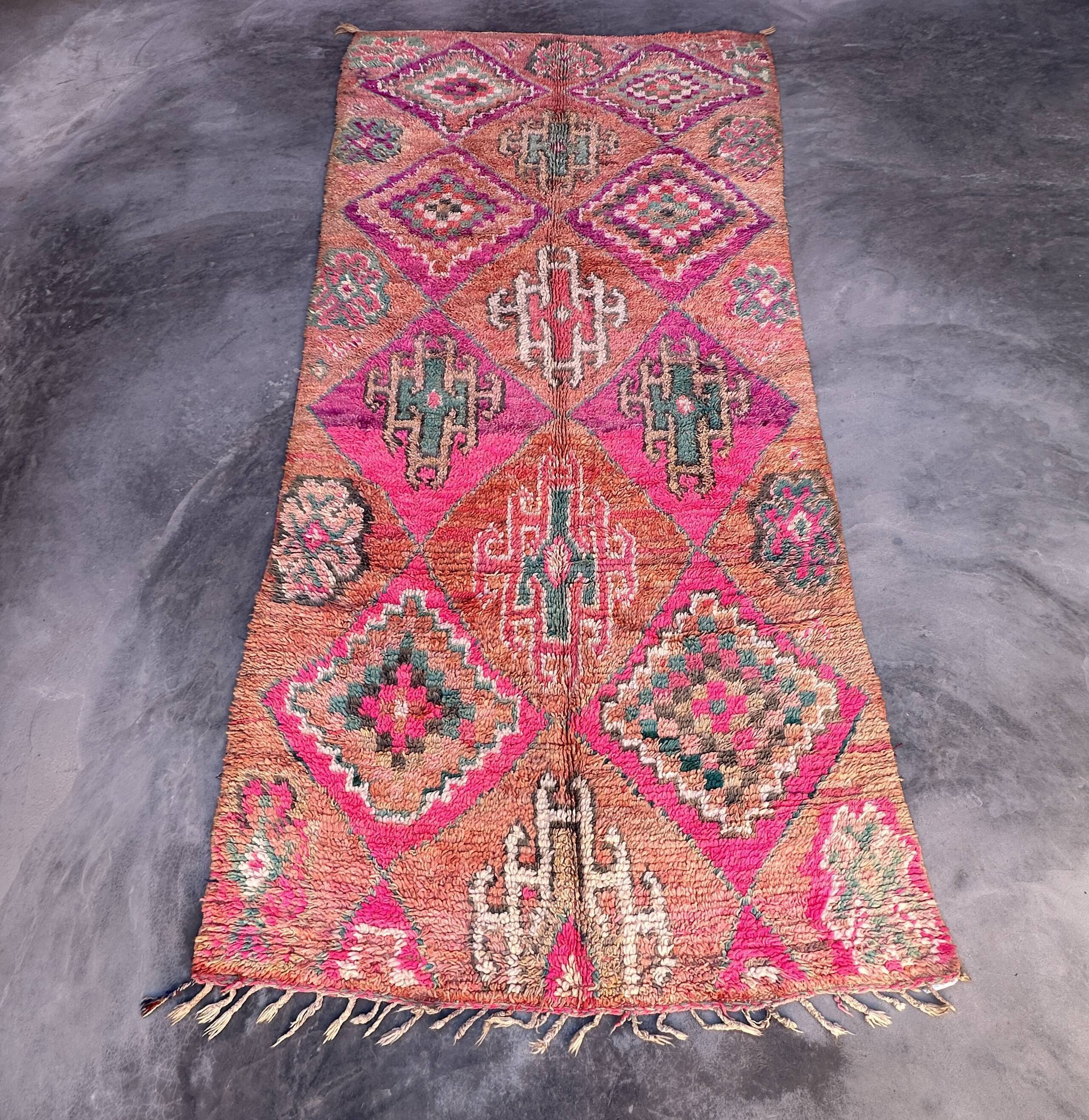 Tapis berbère rose 173 x 364 cm