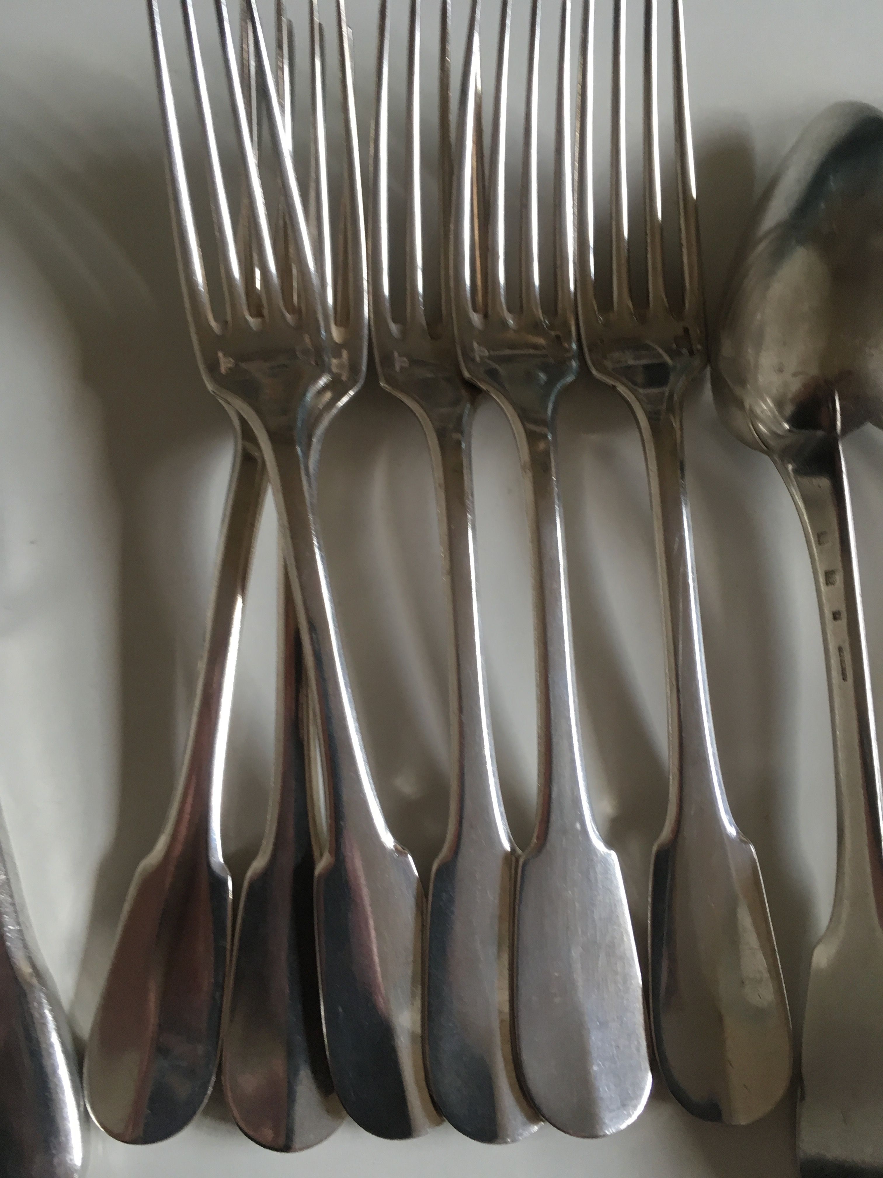 Set Christofle knives forks Cluny spoons in silver metal