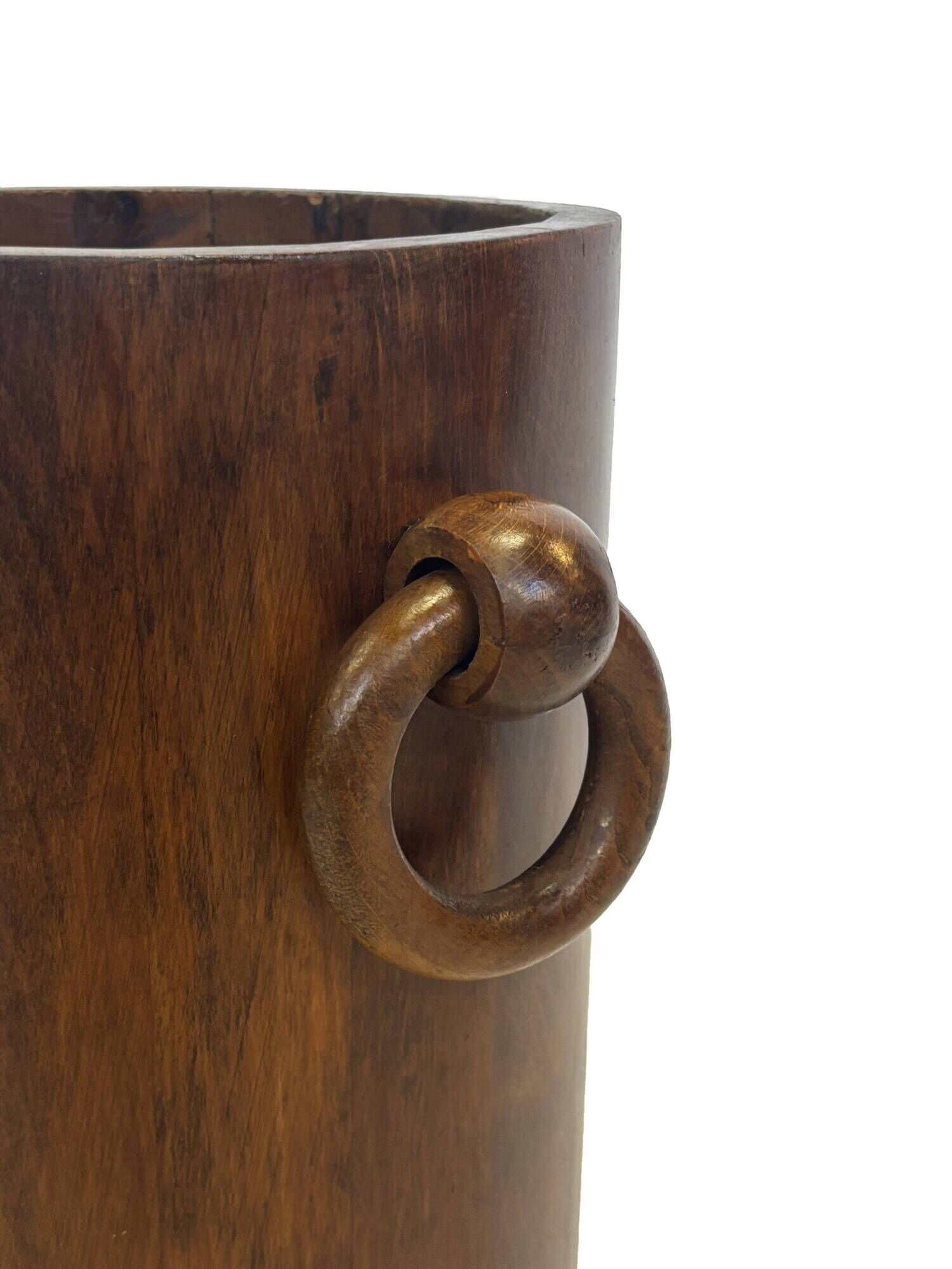 Vintage Wooden Cylinder Umbrella Stand, 1960s minimalist design