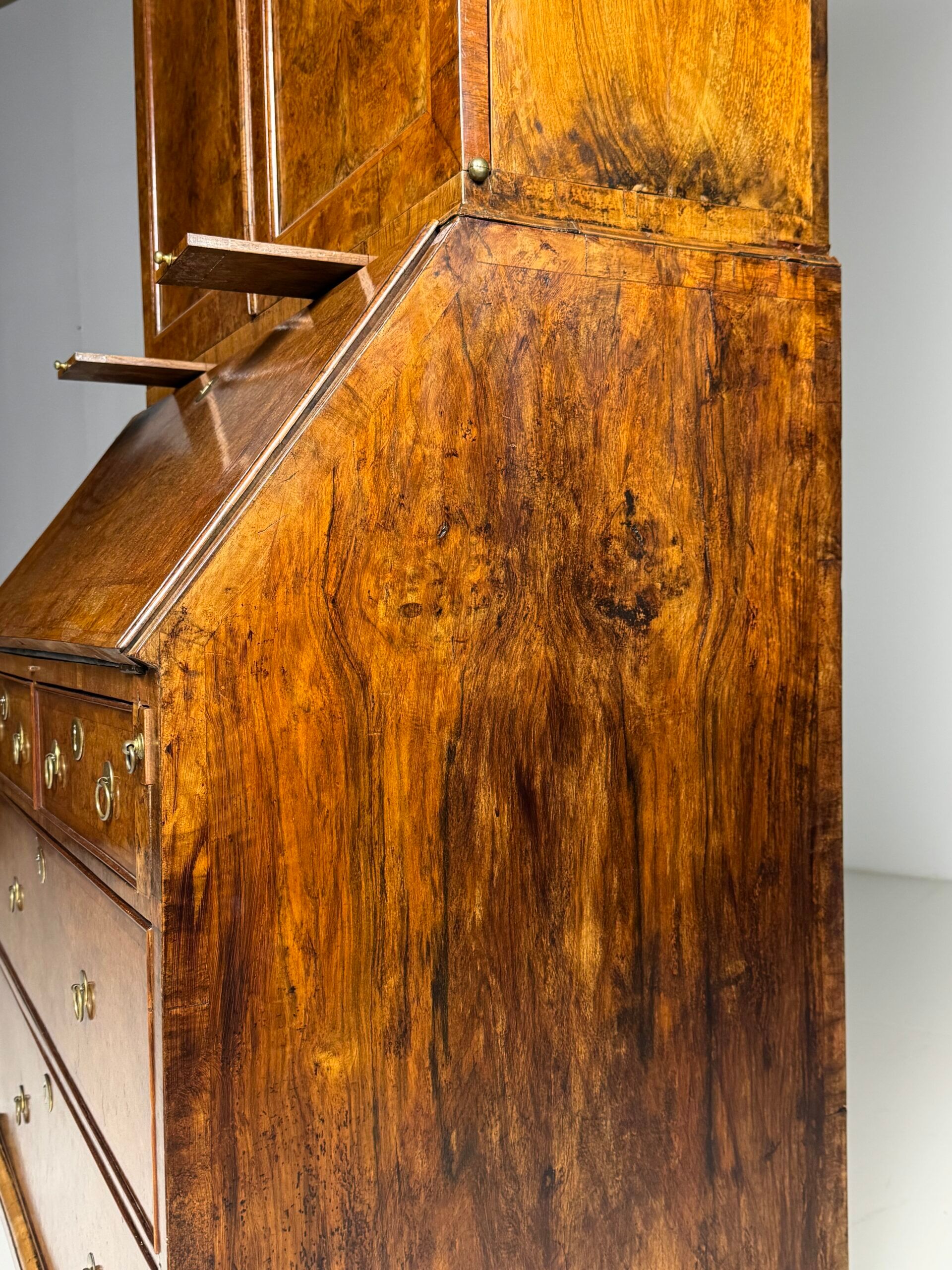 Burr walnut bureau bookcase 19th century