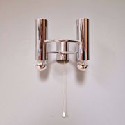 Double wall light in chrome metal, Gaetano Sciolari, 1970.