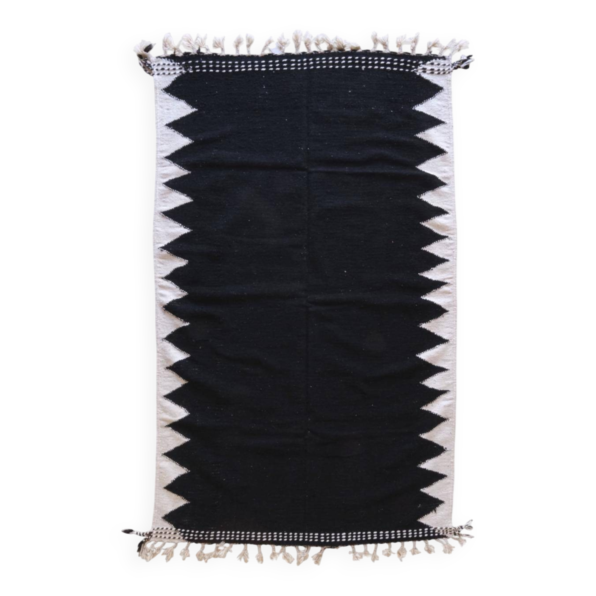 Minimalist Black Kilim Rug - 282 x 171 cm