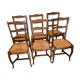 Lot de 6 chaises en bois et paille ancienne