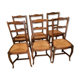 Chairs made of wood and old straw