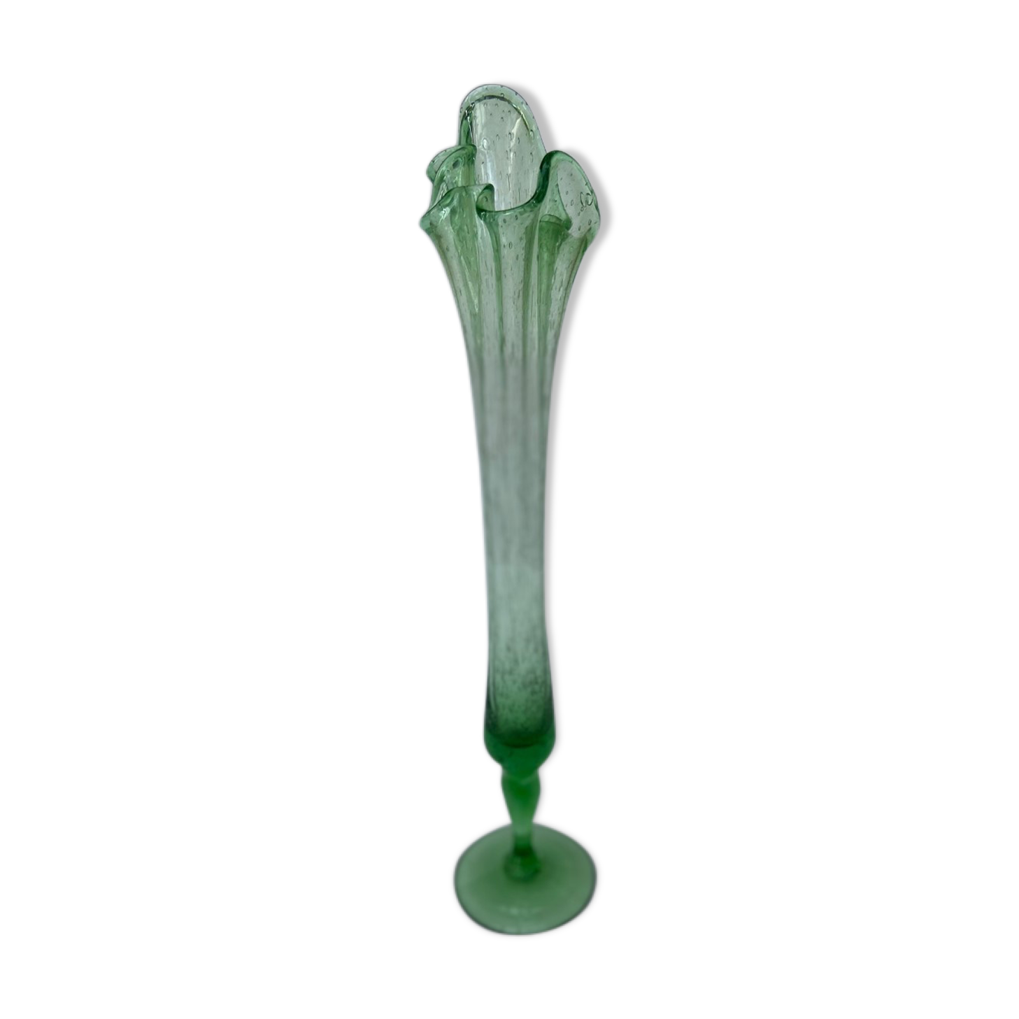 Green Biot blown glass vase