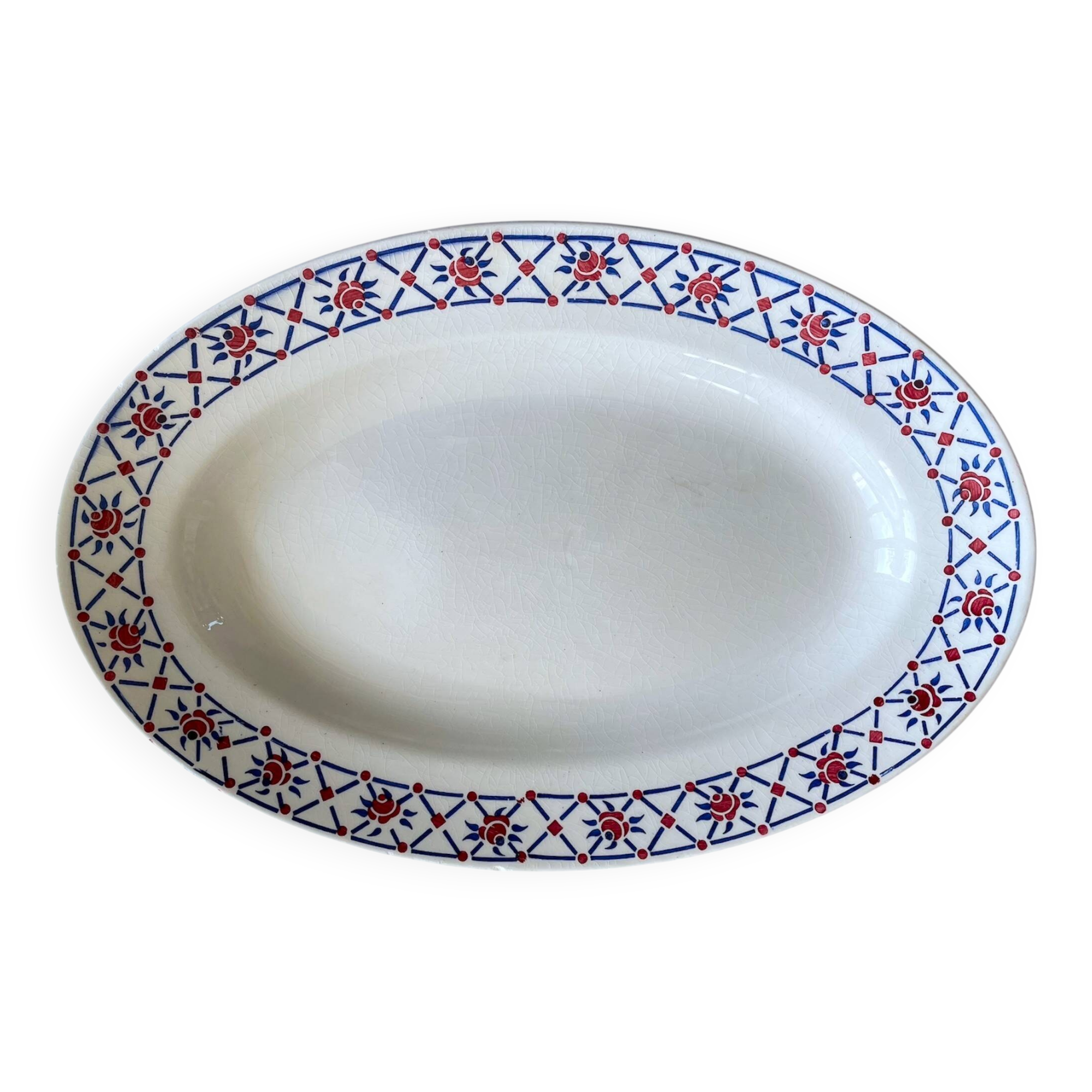 Antique serving dish in Saint-Amand earthenware (Nord)