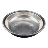 Plat en métal argenté vintage, creux rond à frise de laurier