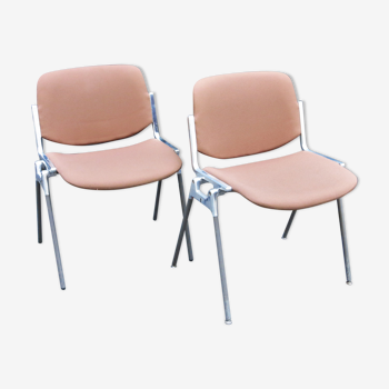 Pair of DSC brown Giancarlo Piretti Castelli chairs