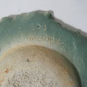 asymmetrical brutalist stoneware bowl signed Vintage