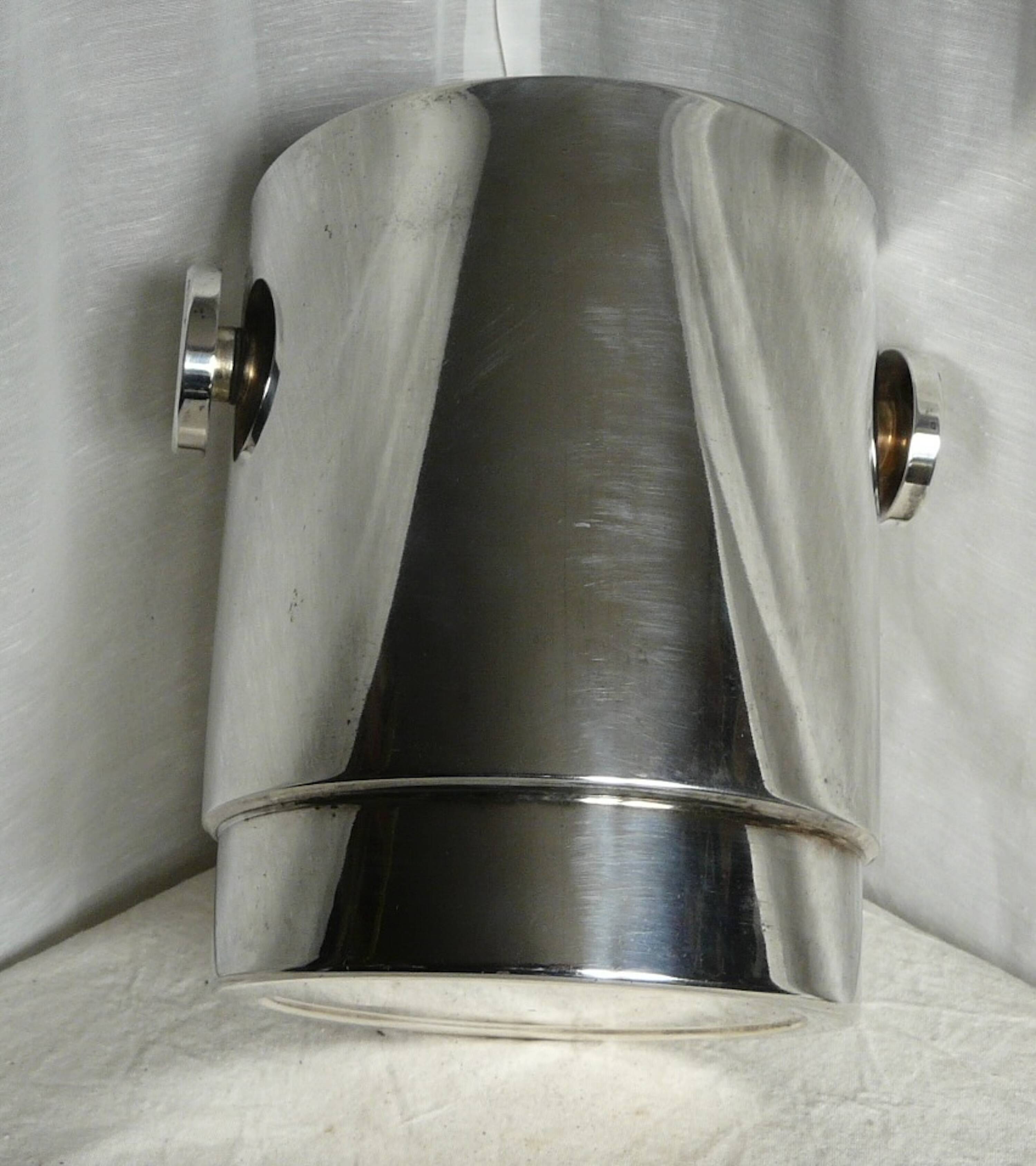 Modernist silver metal Champagne (or wine) bucket