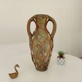 Vintage 70s amphora vase with volcanic effect